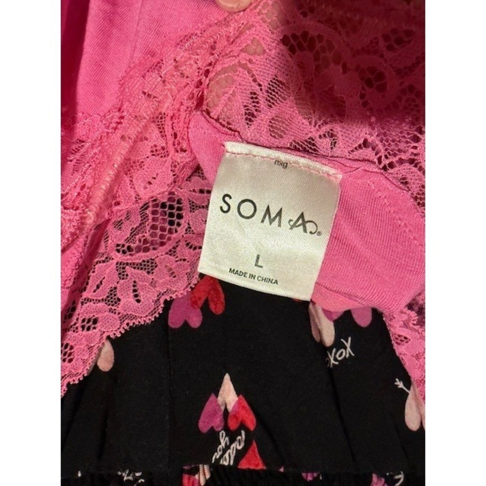 Soma Intimates Cool nights Pink Lace Trim Camisole and Heart Pajama Shorts Large - Picture 2 of 10